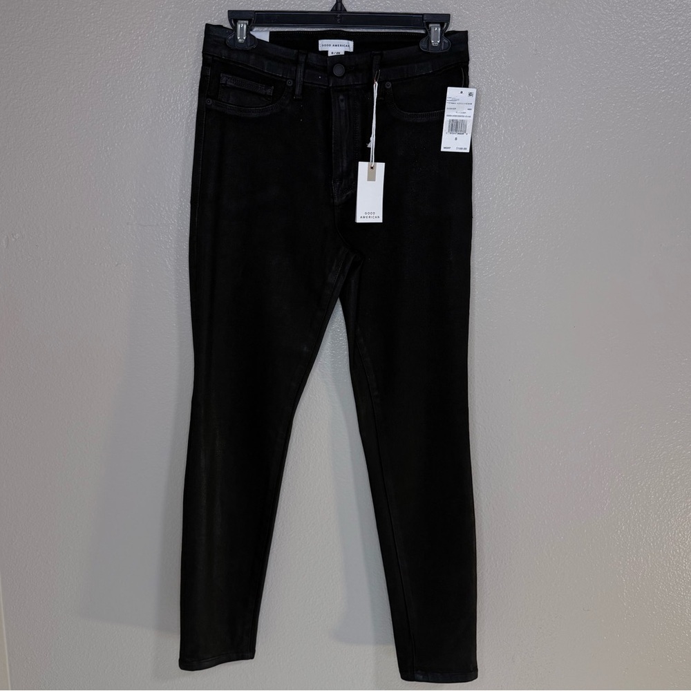 Good American Good Legs Black Coated Skinny Jeans Pants - Sz 8/29, NWT - Picture 3 of 14